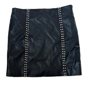 Forever 21 Small Faux leather mini Skirt Black Silver chrome stud details